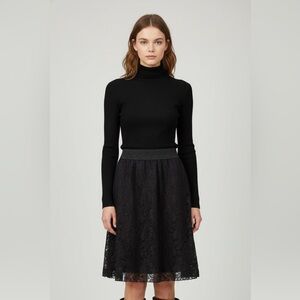 Lularoe size S black floral lace flare skirt Whimsigoth dark fairy